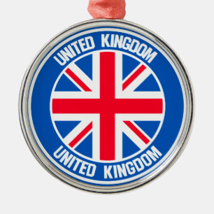 United Kingdom Round Emblem Metal Tree Decoration