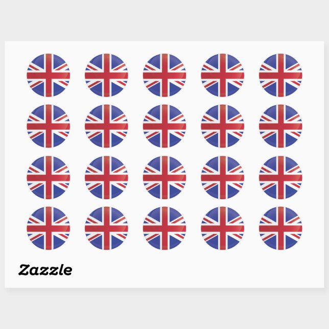 United Kingdom Round Icon Flag Classic Round Sticker (Sheet)