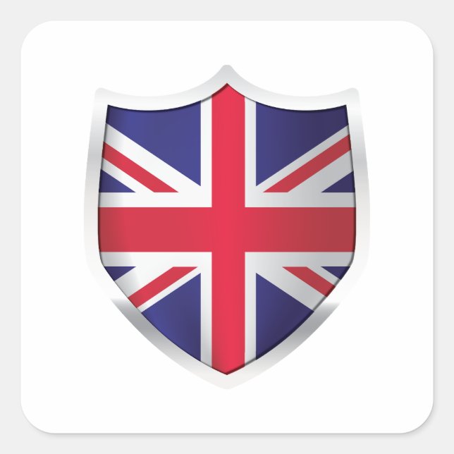 United Kingdom Silver Shield Flag Square Sticker (Front)