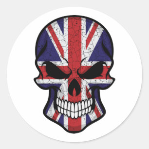 United Kingdom Smiling Skull Flag Classic Round Sticker