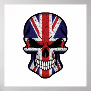 United Kingdom Smiling Skull Flag  Poster