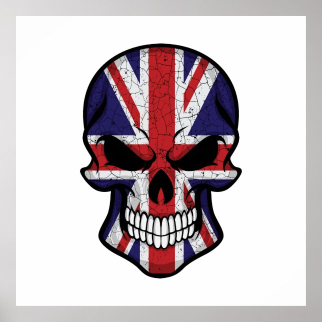 United Kingdom Smiling Skull Flag  Poster (Front)