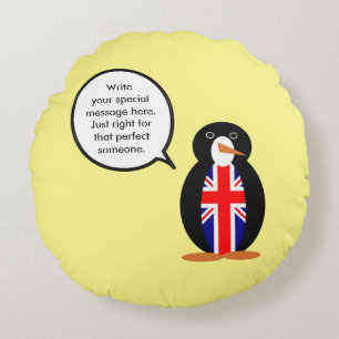 United Kingdom Talking Ms. Penguin Round Cushion