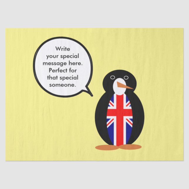 United Kingdom Talking Ms. Penguin Tissue Paper (Front)