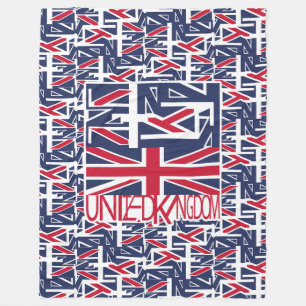 United Kingdom UK flag BY MASANSER PIXELAT Fleece Blanket