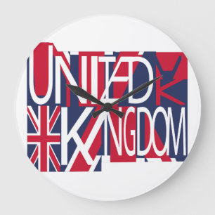 United Kingdom UK flag BY MASANSER PIXELAT Large Clock
