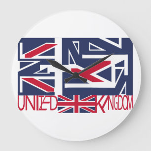 United Kingdom UK flag BY MASANSER PIXELAT Large Clock