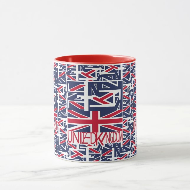 United Kingdom UK flag BY MASANSER PIXELAT Mug (Center)