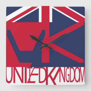 United Kingdom UK flag BY MASANSER PIXELAT Square Wall Clock