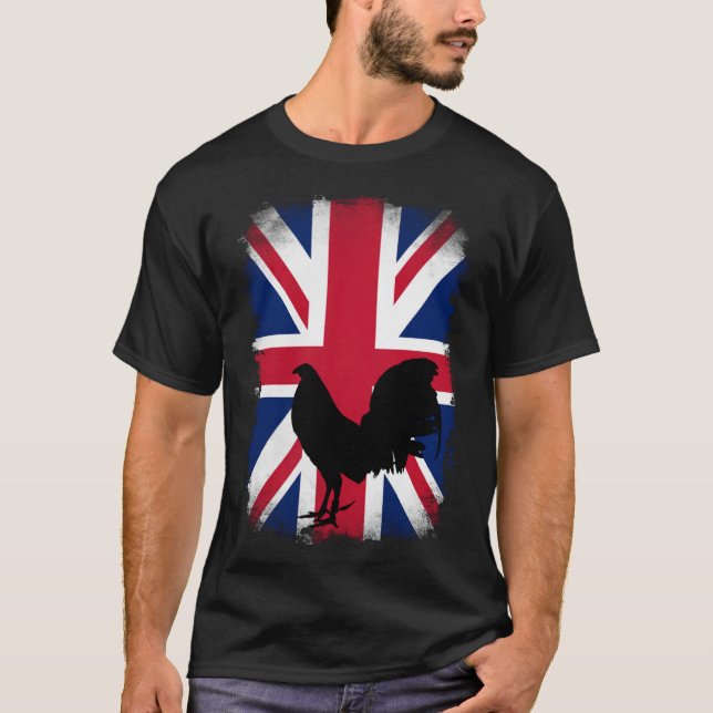 United Kingdom UK flag game fowl rooster gamefowl  T-Shirt (Front)