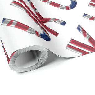 United Kingdom UK Initials Union Jack Flag Colours Wrapping Paper