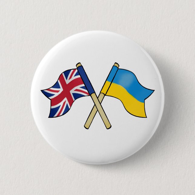 United Kingdom & Ukraine Friendship 6 Cm Round Badge (Front)