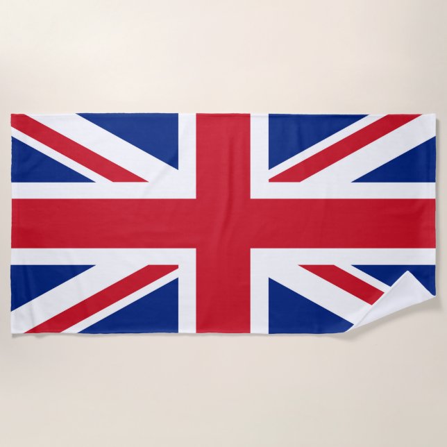 United Kingdom Union Jack Flag Beach Towel (Front)