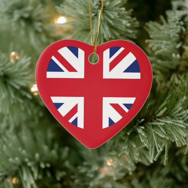 United Kingdom Union Jack Flag Heart Ceramic Tree Decoration (Tree)