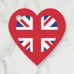 United Kingdom Union Jack Flag Heart Favour Tags