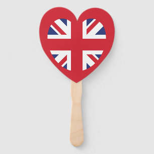 United Kingdom Union Jack Flag Heart Hand Fan