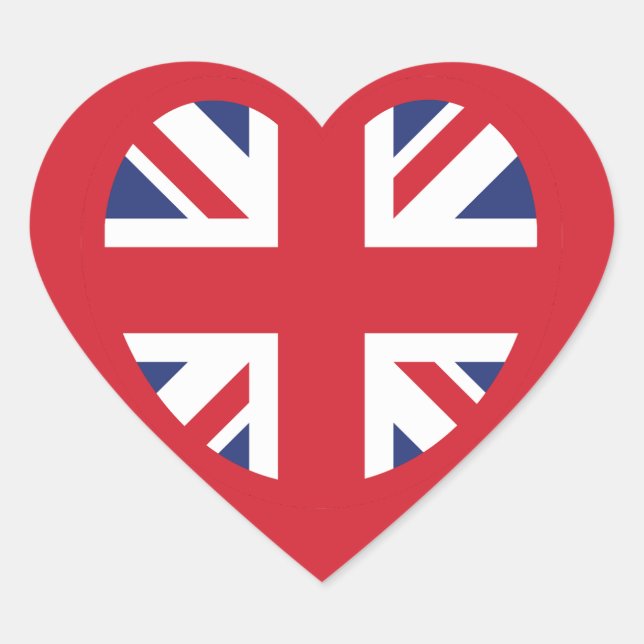 United Kingdom Union Jack Flag Heart Heart Sticker (Front)