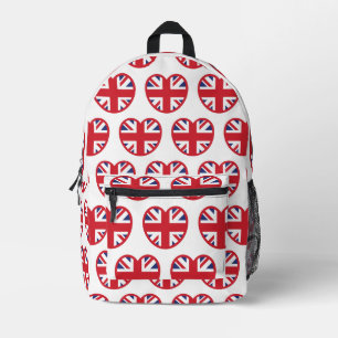 United Kingdom Union Jack Flag Heart Printed Backpack