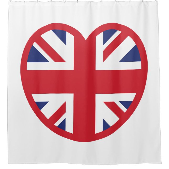 United Kingdom Union Jack Flag Heart Shower Curtain (Front)