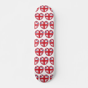 United Kingdom Union Jack Flag Heart Skateboard
