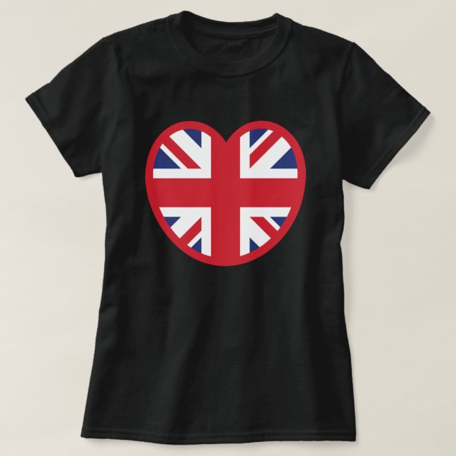 United Kingdom Union Jack Flag Heart T-Shirt (Design Front)