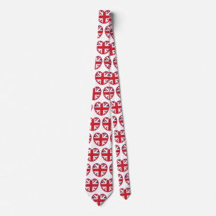 United Kingdom Union Jack Flag Heart Tie
