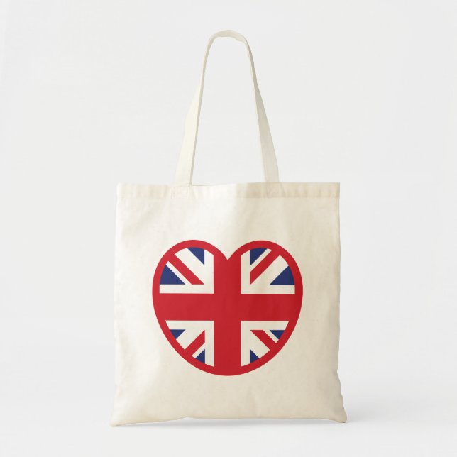 United Kingdom Union Jack Flag Heart Tote Bag (Front)