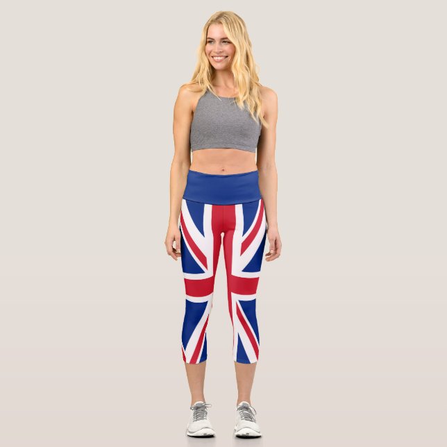 United Kingdom Union Jack Flag of British Colonies Capri Leggings (Front)