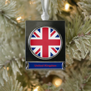 United Kingdom Union Jack Flag of British Colonies Silver Plated Banner Ornament