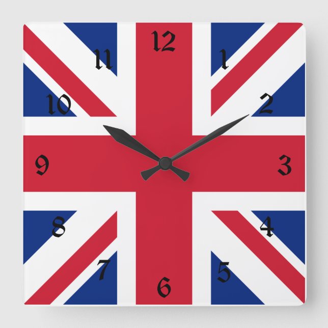 United Kingdom Union Jack Flag of British Colonies Square Wall Clock (Front)