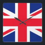 United Kingdom Union Jack Flag Square Wall Clock<br><div class="desc">United Kingdom Union Jack Flag</div>