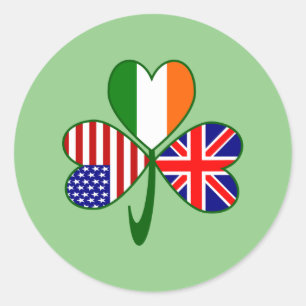 United Kingdom USA Ireland Shamrock Flag Classic Round Sticker