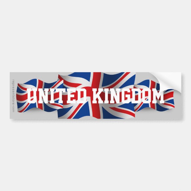 United Kingdom Waving Flag Bumper Sticker (Front)