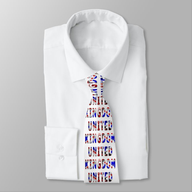 United Kingdom Word With Flag Texture Tie (Tied)