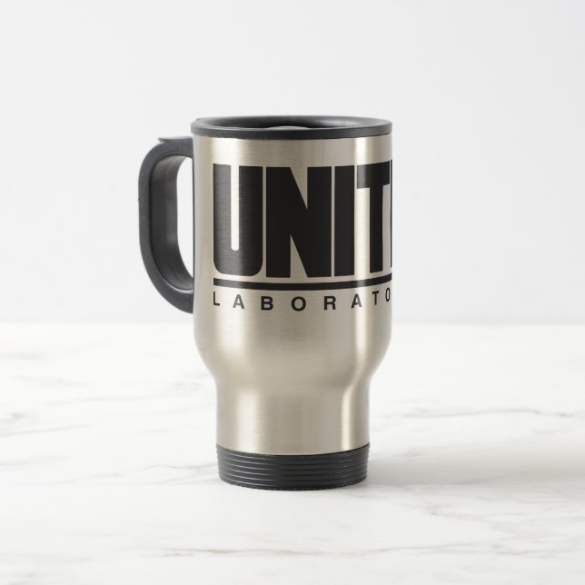 United Laboratories Mug Cosy Black | White (Front Left)