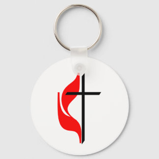 United Methodist Church Cross and Flame Key Chain