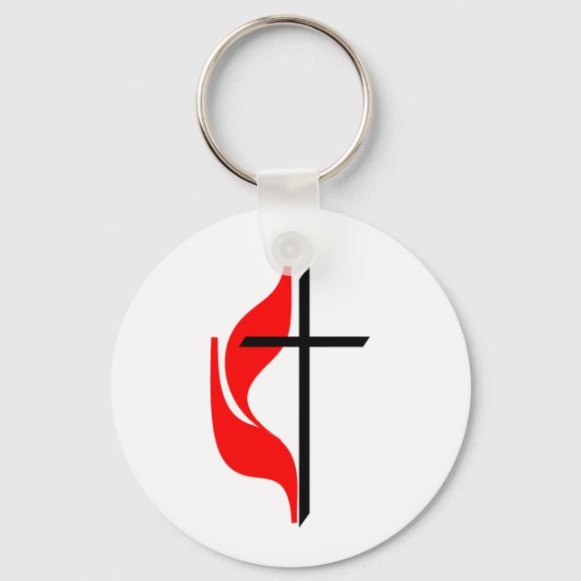 United Methodist Church Cross and Flame Key Chain (Front)