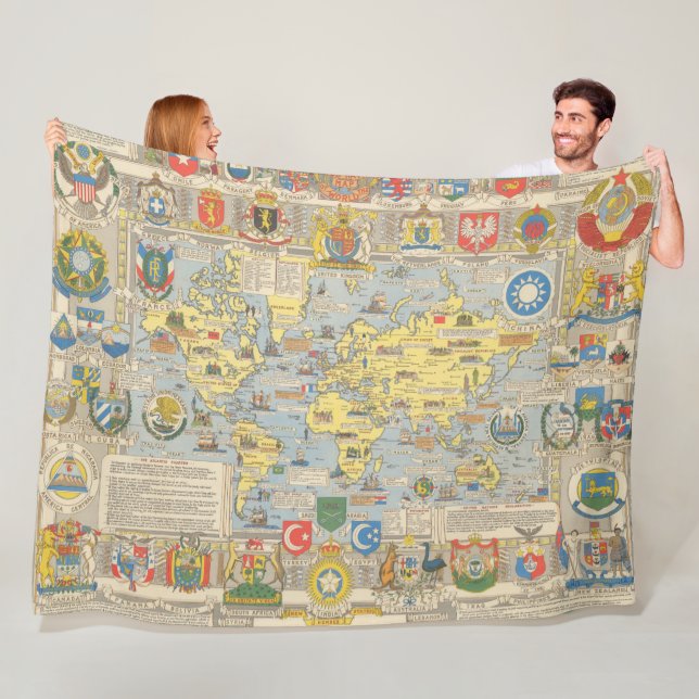 United Nations Map of the World Fleece Blanket (In Situ)