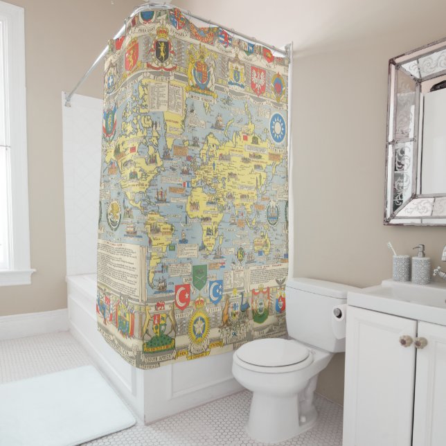 United Nations Map of the World Shower Curtain (In Situ)