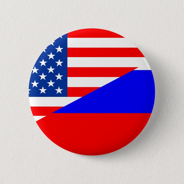 united state america russia half flag usa country 6 cm round badge (Front)