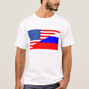 united state america russia half flag usa country T-Shirt
