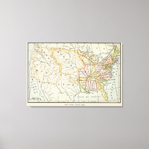 United States 1830 Historical Map Illustration Canvas Print