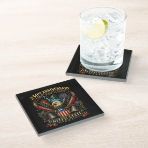 United States 250th Anniversary Patriotic Eagle Glass Coaster