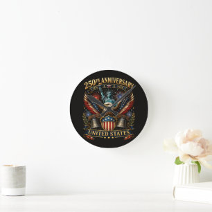 United States 250th Anniversary Patriotic Eagle Round Clock