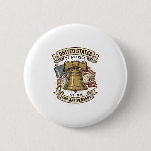 United States 250th Anniversary Patriotic Vector D 6 Cm Round Badge