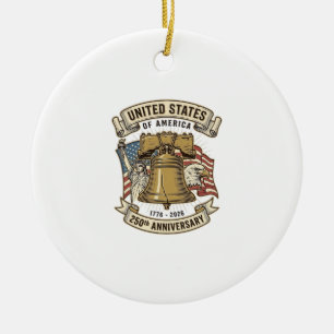 United States 250th Anniversary Patriotic Vector D Ceramic Tree Decoration