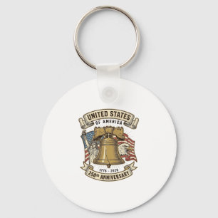 United States 250th Anniversary Patriotic Vector D Key Ring