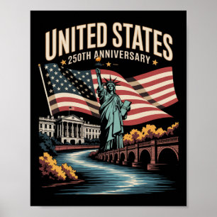 United States 250th Anniversary Patriotic Vintage Poster