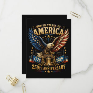 United States America 250th Anniversary Eagle Invitation Postcard