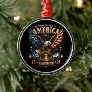 United States America 250th Anniversary Eagle Metal Tree Decoration